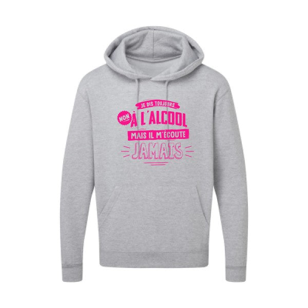 Non à l'alcool  |Sweat  capuche humoristique Rose fluo 