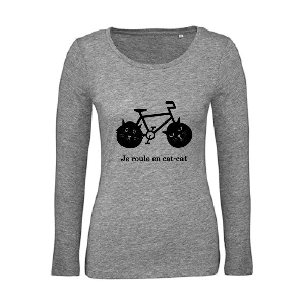 cat-cat bike Noir |   T shirt manches longues femme|100% bio