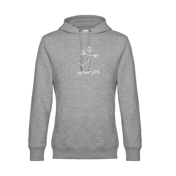First-Selfie sweat shirt original Heather Grey flex Blanc impression Face