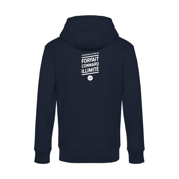 Forfait-connard-illimite sweat shirt original Navy Blue flex Blanc impression Dos