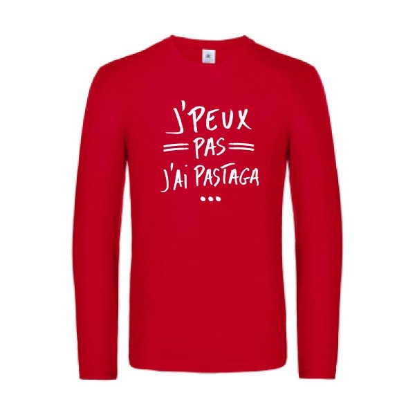 j peux pas j ai pastaga - t shirt- manches- longues- original- humour- Red impression Face