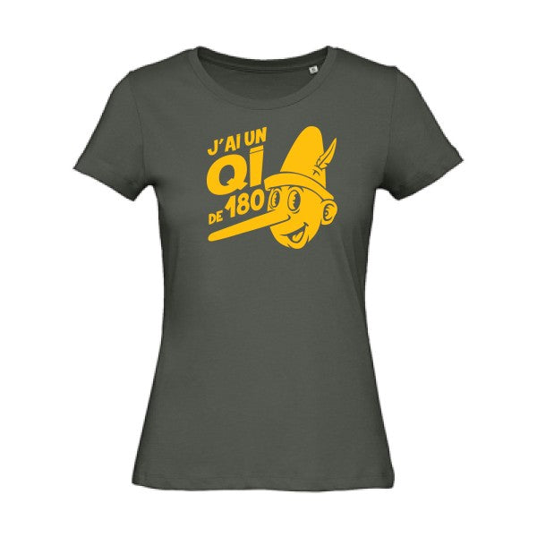 T shirt humour bio femme   femme bio|Quotient intellectuel jaune Or 