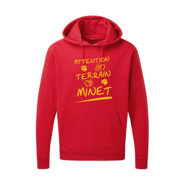 Attention Terrain Minet |Sweat  capuche humoristique jaune Or 