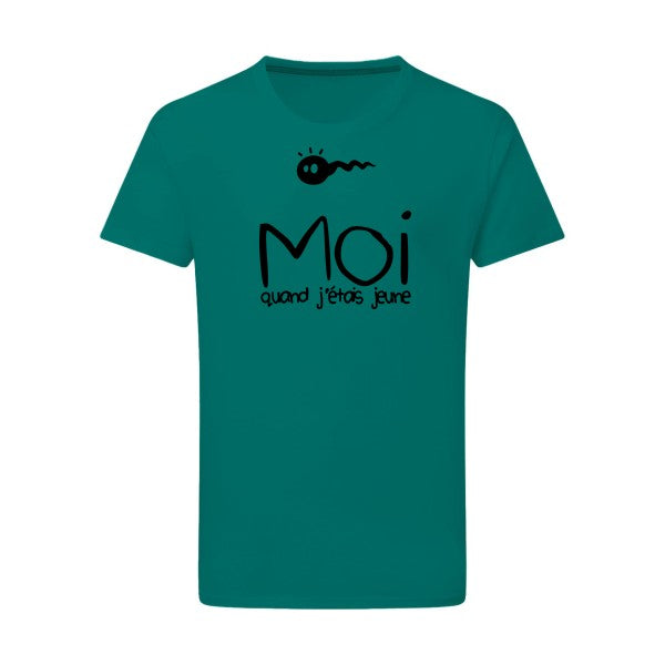 Moi, quand j'étais jeune noir -Flex noir sur T-shirt SG  Emerald Green  2XL