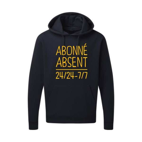 Abonné absent jaune Or |Sweat capuche imprimé homme