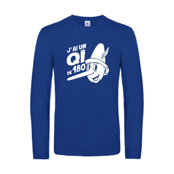 quotient intellectuel - t shirt- manches- longues- original- humour- Royal Blue impression Face