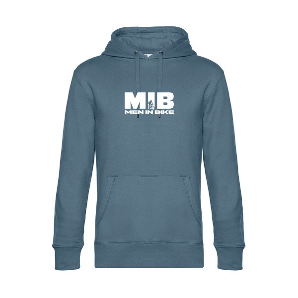 MEN-IN-BIKE sweat shirt original nordic blue flex Blanc impression Face