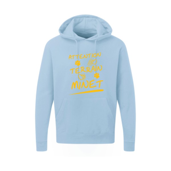 Attention Terrain Minet |Sweat  capuche humoristique jaune Or 