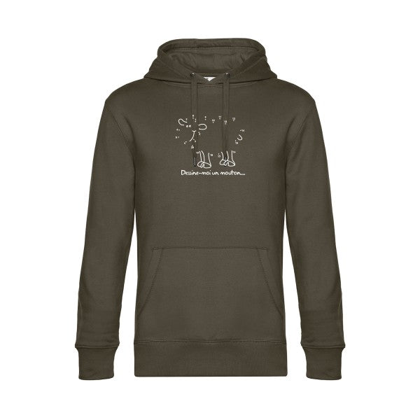 Dessine-moi-un-mouton sweat shirt original Khaki flex Blanc impression Face