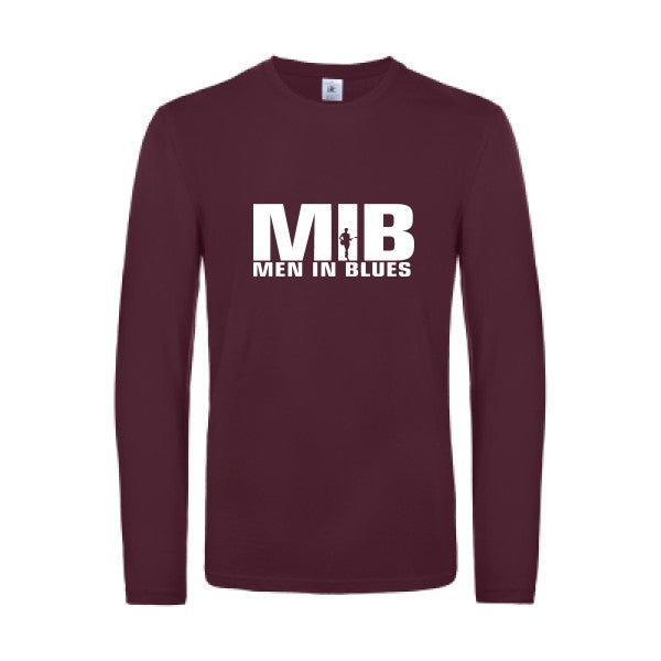men in blues - t shirt- manches- longues- original- humour- Burgundy impression Face