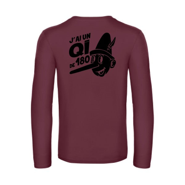 quotient intellectuel - t shirt- manches- longues- original- humour- Burgundy impression Dos