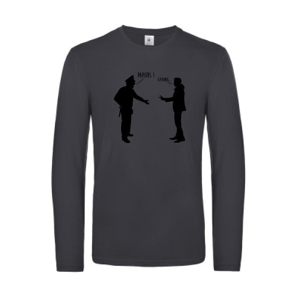 chifoumi - t shirt- manches- longues- original- humour- Dark Grey impression Face