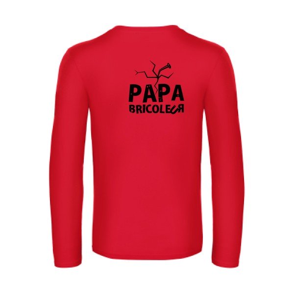 papa bricoleur - t shirt- manches- longues- original- humour- Red impression Dos