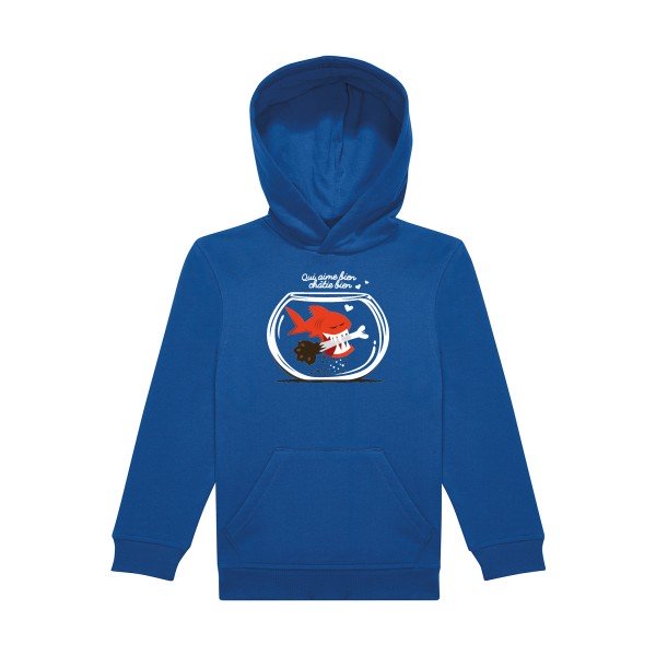 sweat capuche enfant Bleu Royal Qui-aime-bien-chatie-bien..