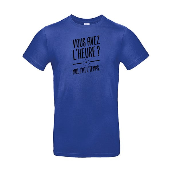 Vous avez l'heure? Moi j'ai l'temps. Flex noir |E190 T-shirt|Cobalt Blue||2XL