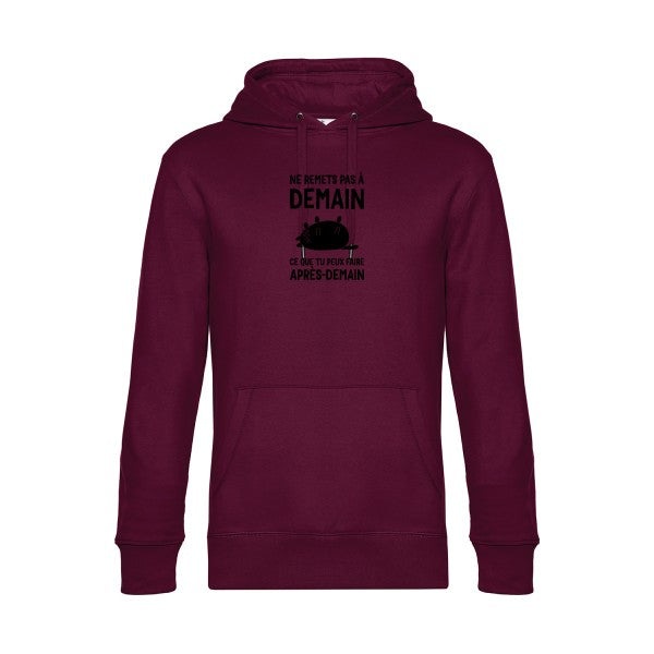 Ne-remets-pas-a-demain sweat shirt original Burgundy flex Noir impression Face