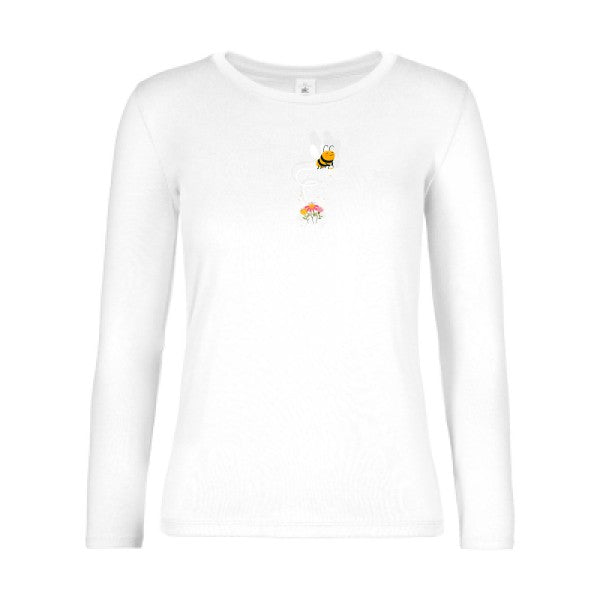 t-shirt lsl femme happy-  White flex 