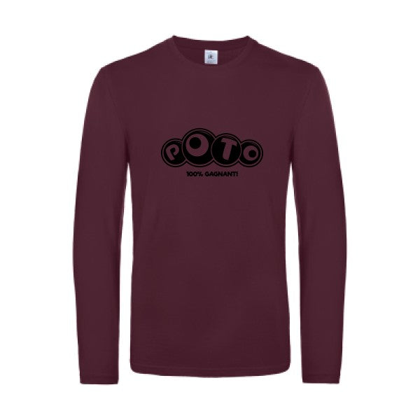 poto - t shirt- manches- longues- original- humour- Burgundy impression Face