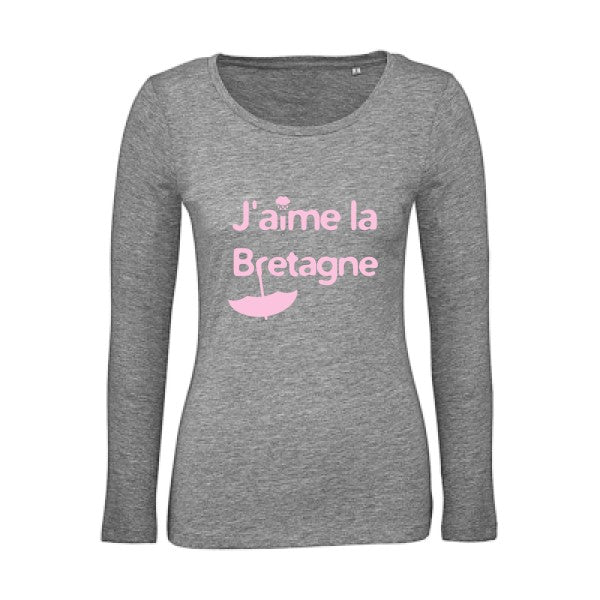 J'aime la Bretagne Rose |   T shirt manches longues femme|100% bio