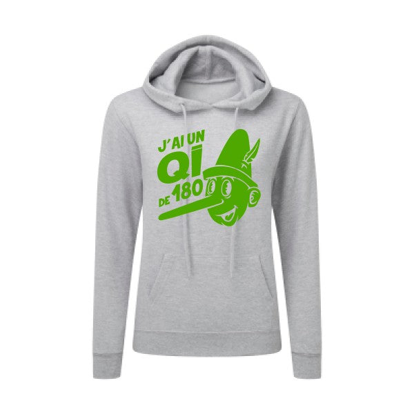 Quotient intellectuel Vert pomme |Sweat original à capuche Femme