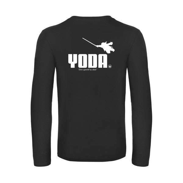 yoda - t shirt- manches- longues- original- humour- Black impression Dos