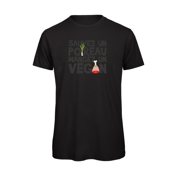 T-shirt humour original Vegan Poireau T Shirt couleur Black