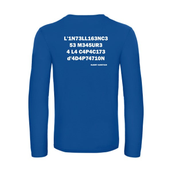 l -intelligence - t shirt- manches- longues- original- humour- Royal Blue impression Dos