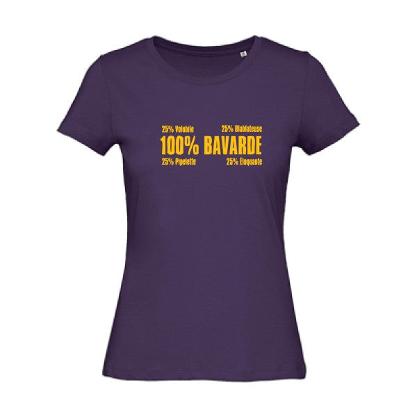 T shirt humour bio femme   femme bio|  Bavarde jaune Or 