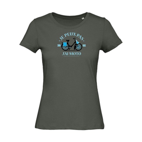 Je-peux-pas-j-ai-moto- - t-shirt original femme Millennial Khaki