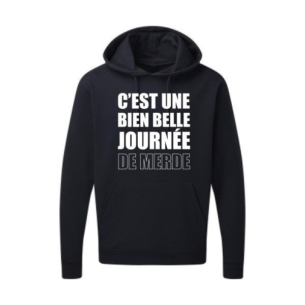 Journée de m... Blanc |Sweat capuche imprimé homme