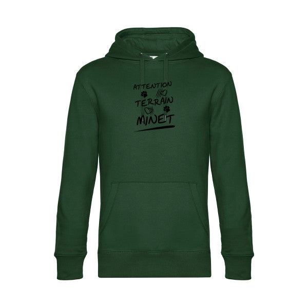 Attention-Terrain-Minet sweat shirt original Bottle Green flex Noir impression Face