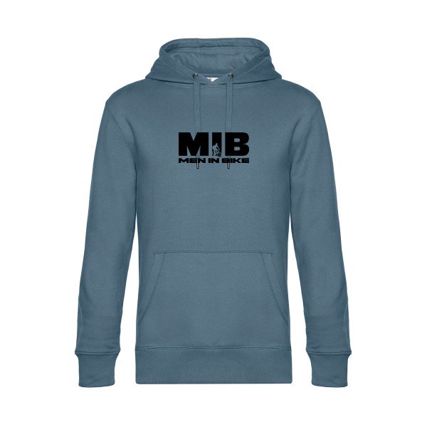 MEN-IN-BIKE sweat shirt original nordic blue flex Noir impression Face
