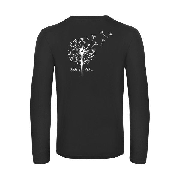 make a wish - t shirt- manches- longues- original- humour- Black impression Dos