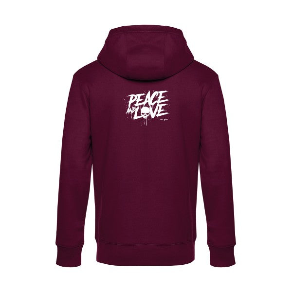 Peace-or-no-peace sweat shirt original Burgundy flex Blanc impression Dos
