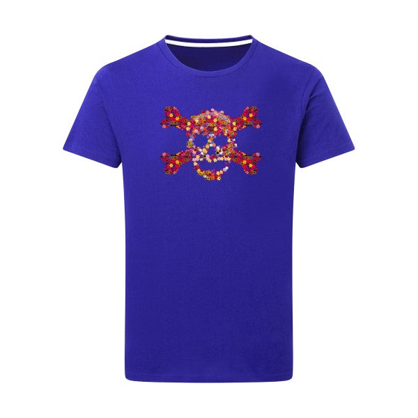 T-shirt homme Floral skull - T-shirt original avec design floral et crâne Royal Blue 5XL