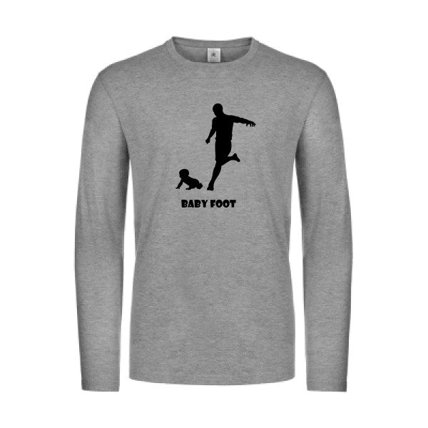 baby foot - t shirt- manches- longues- original- humour- Sport Grey impression Face
