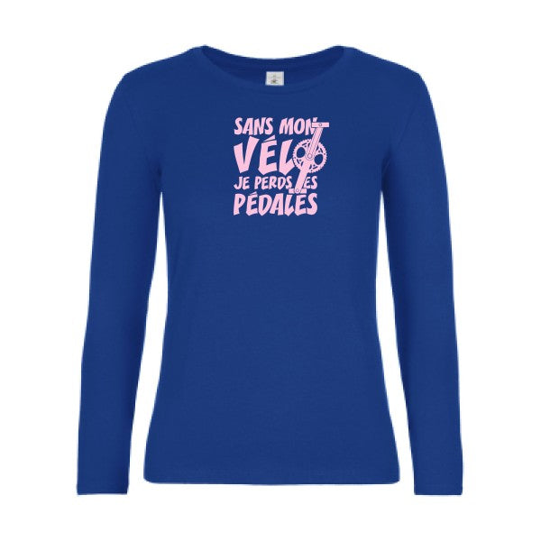 t-shirt lsl femme Sans-mon-velo-je-perds-les-pedales- Royal Blue flex Rose