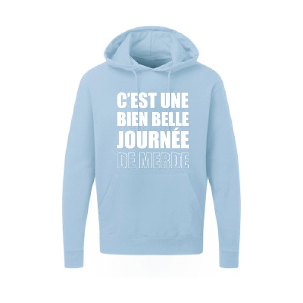 Journée de m... Blanc |Sweat capuche imprimé homme