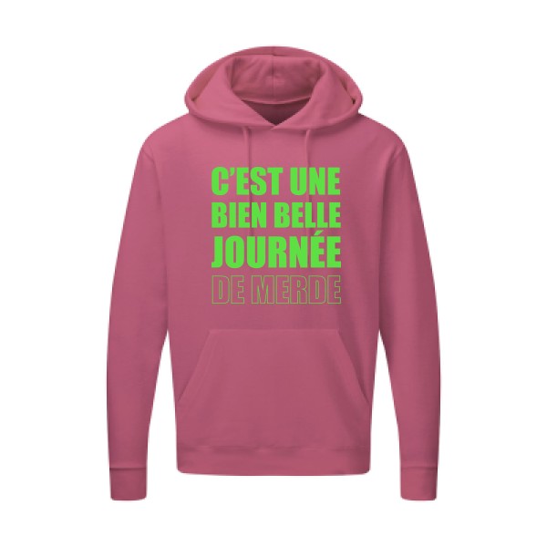 Journée de m... Vert fluo |Sweat capuche imprimé homme