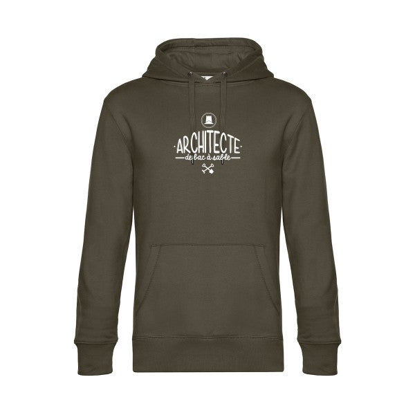 Architecte-de-bac-a-sable sweat shirt original Khaki flex Blanc impression Face