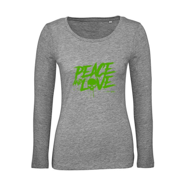 Peace or no peace Vert pomme |   T shirt manches longues femme|100% bio