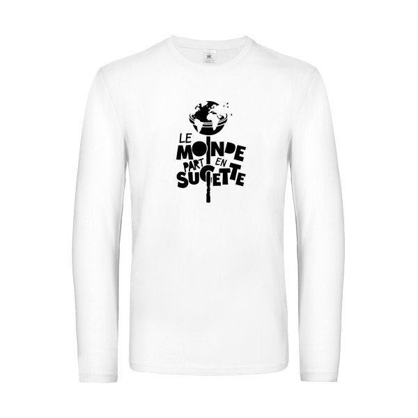 le monde part en sucette - t shirt- manches- longues- original- humour- White impression Face
