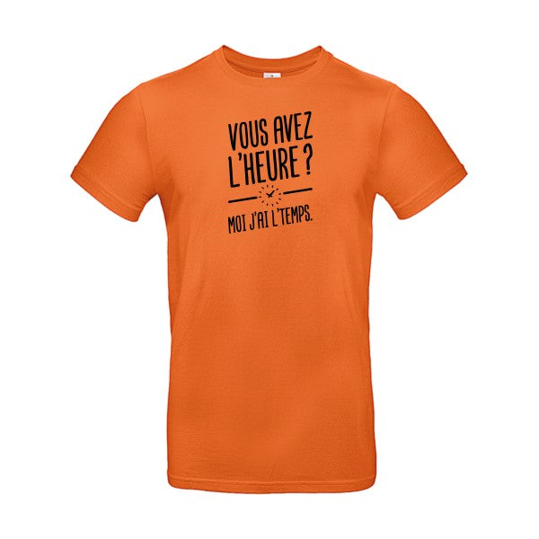 Vous avez l'heure? Moi j'ai l'temps. Flex noir |E190 T-shirt|Urban Orange||2XL