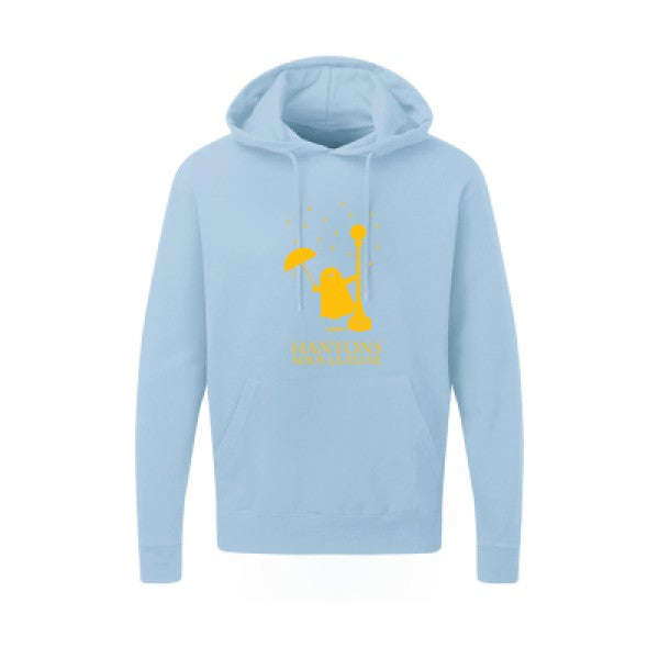 Hantons sous la pluie jaune Or |Sweat capuche imprimé homme