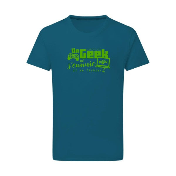 Un geek ne s'ennuie pas - Flex Vert pomme Tshirt original Petrol  2XL