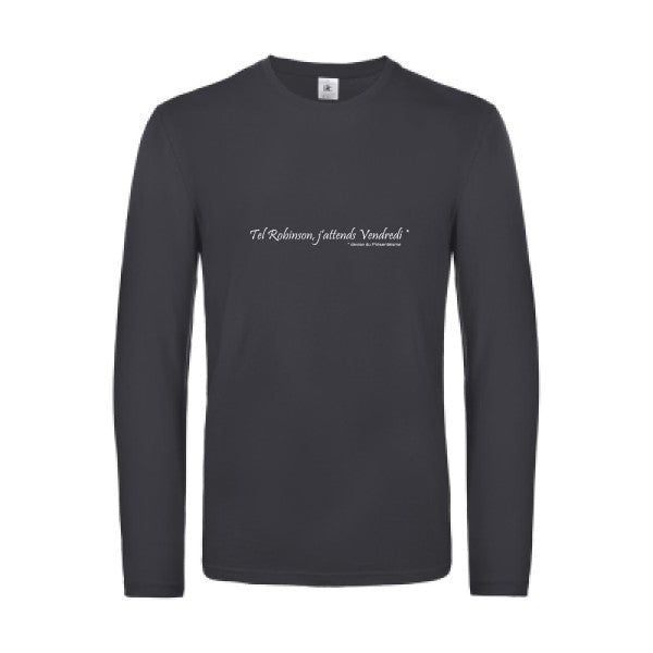 yes vendredi  - t shirt- manches- longues- original- humour- Dark Grey impression Face