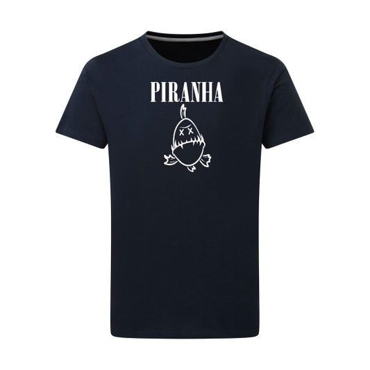 Piranha -Flex Blanc sur T-shirt SG  Navy  5XL