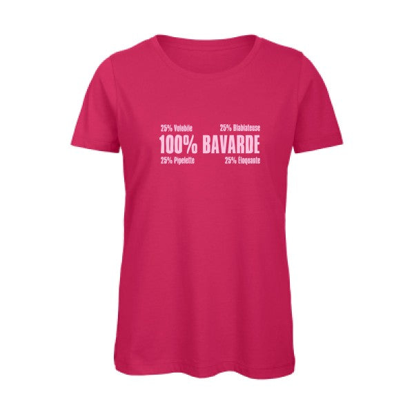 T shirt humour bio femme   femme bio|  Bavarde Rose 