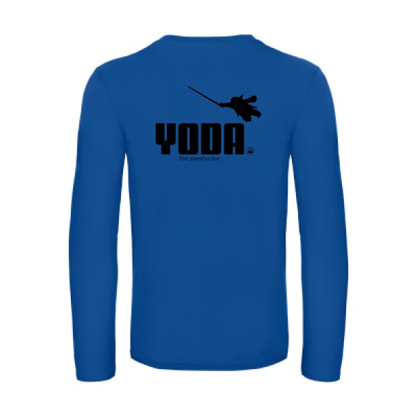 yoda - t shirt- manches- longues- original- humour- Royal Blue impression Dos