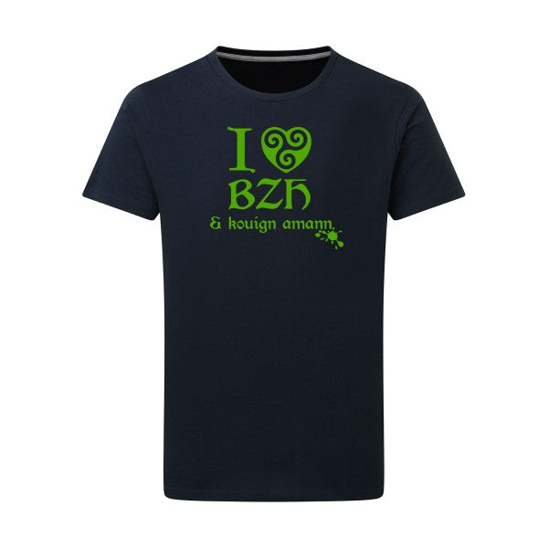 Love BZH & kouign vert pomme -Flex vert pomme sur T-shirt SG  Navy  5XL